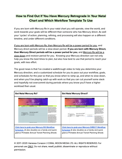 2025 Cosmic Planning Extravaganza - Training & Cheat Sheets - Map out your Year Workshop