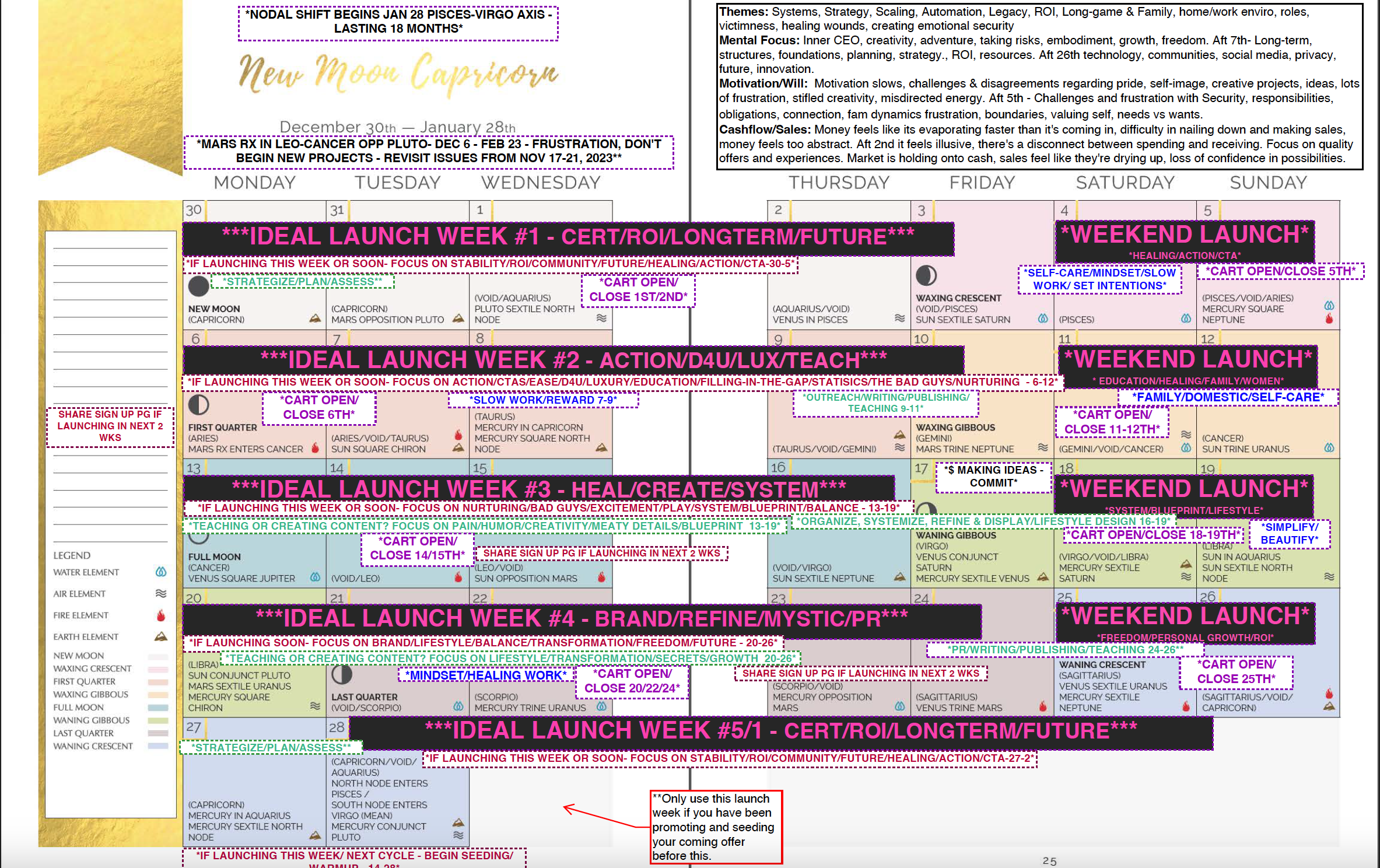 2025 Cosmic Planning Extravaganza - Training & Cheat Sheets - Map out your Year Workshop