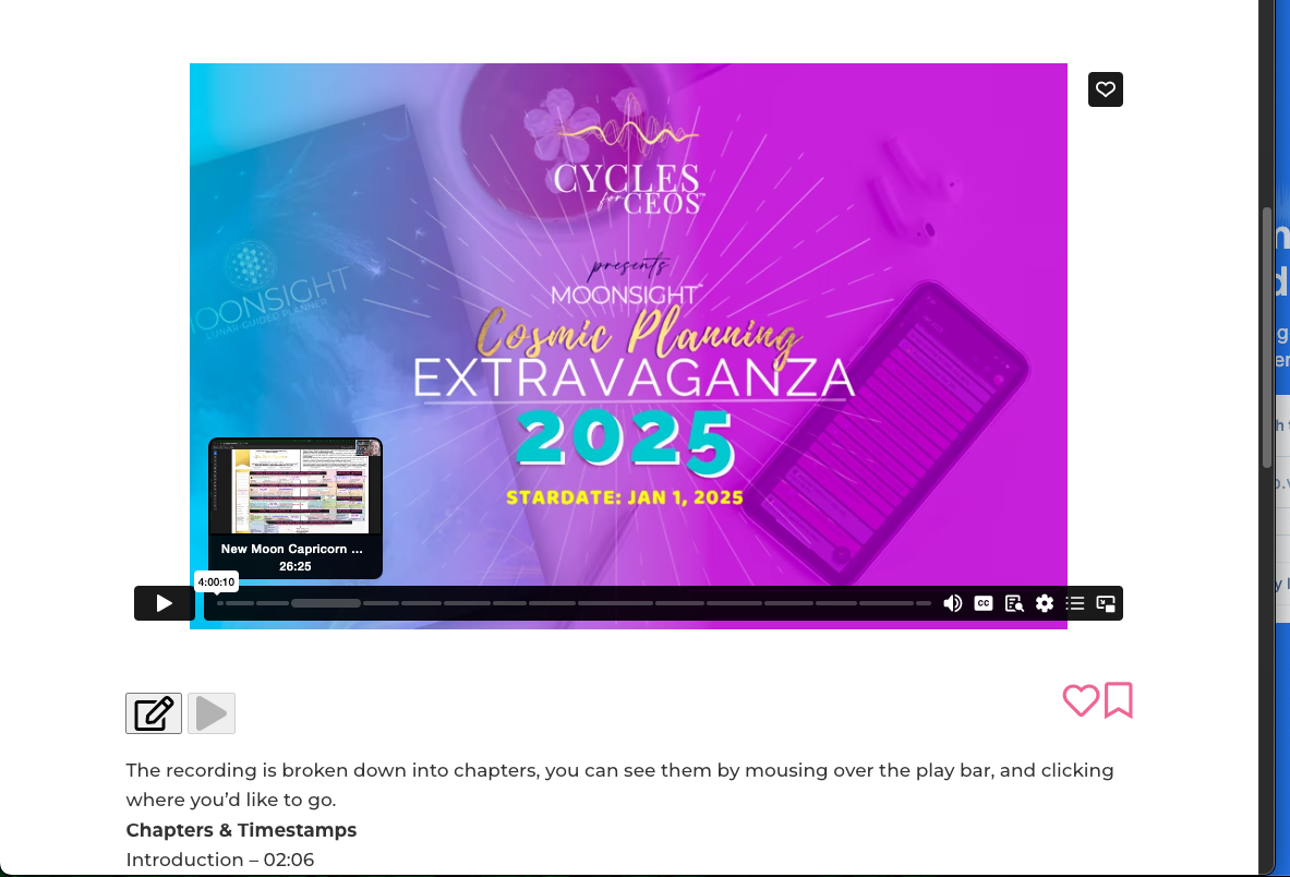 2025 Cosmic Planning Extravaganza - Training & Cheat Sheets - Map out your Year Workshop